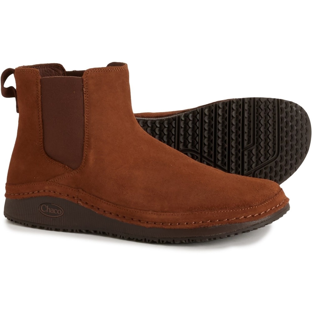Chaco Paonia Chelsea Boots Men Sz 9M Suede Cinnamon Brown Pull On Ankle